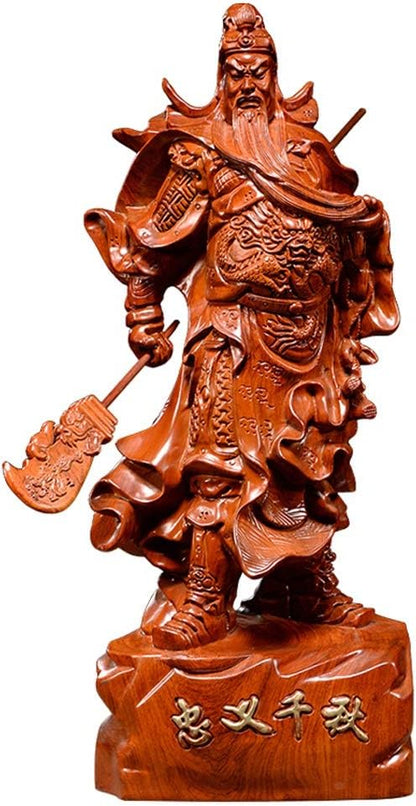 Buddha Statue Feng Shui 11.8” Tall Guan Yu/Guan Gong Warlord Statue Hold Knife Cuan Yu Gong/Kwan Kung/Guangong Chinese Decor Zen Meditation Decor