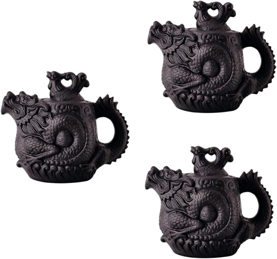 3pcs Dragon Phoenix Purple Clay Teapot Zisha Teapot Tea Kettle Ceramic 510 drip tip water boiling pot vintage tea kettle Clay Tea Pot boiling water pot High capacity office