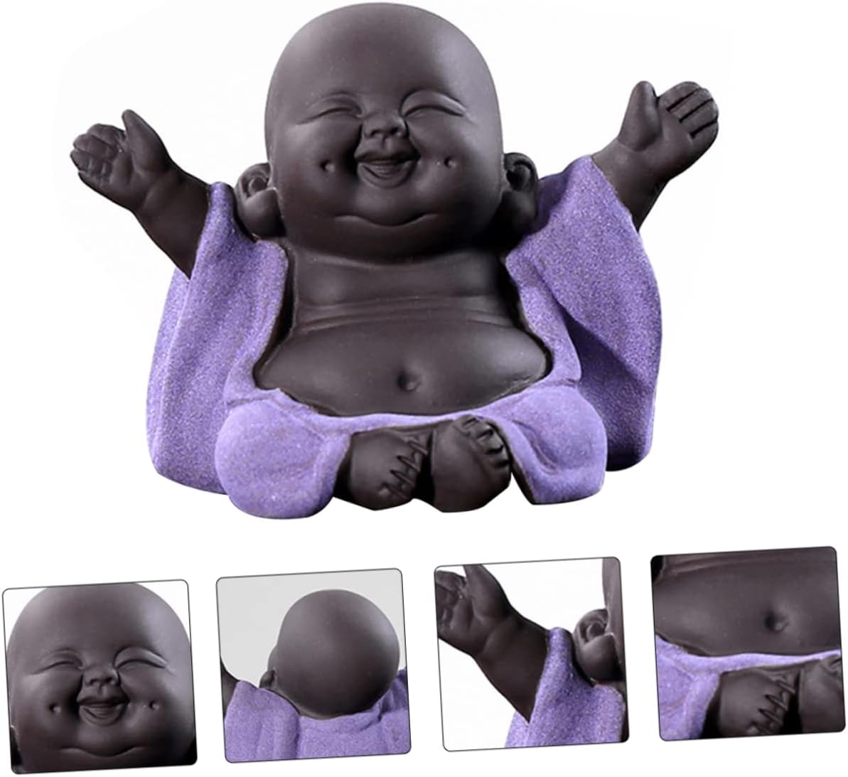 Didiseaon 2 Pcs Tea Pet Little Monk Happy Buddha Sculpture Zen Monk Decoration Monk Statue Tea Mascot Maitreya Statue Tabletop Zisha Tea Pet Tea Pet Figurine Zisha Pottery Desk Baby China