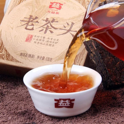 Brick Ripe Puer Tea Brick 100g Yunnan Menghai Dayi Pu-erh Lao Cha Tou (100g)