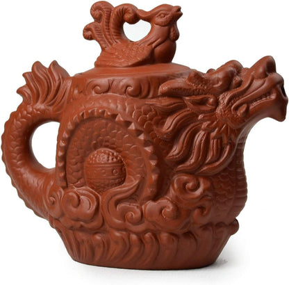 Teapot Chinese Dragon Phoenix Zisha Clay Gongfu Tea Pots Zini for Loose Tea (9oz)