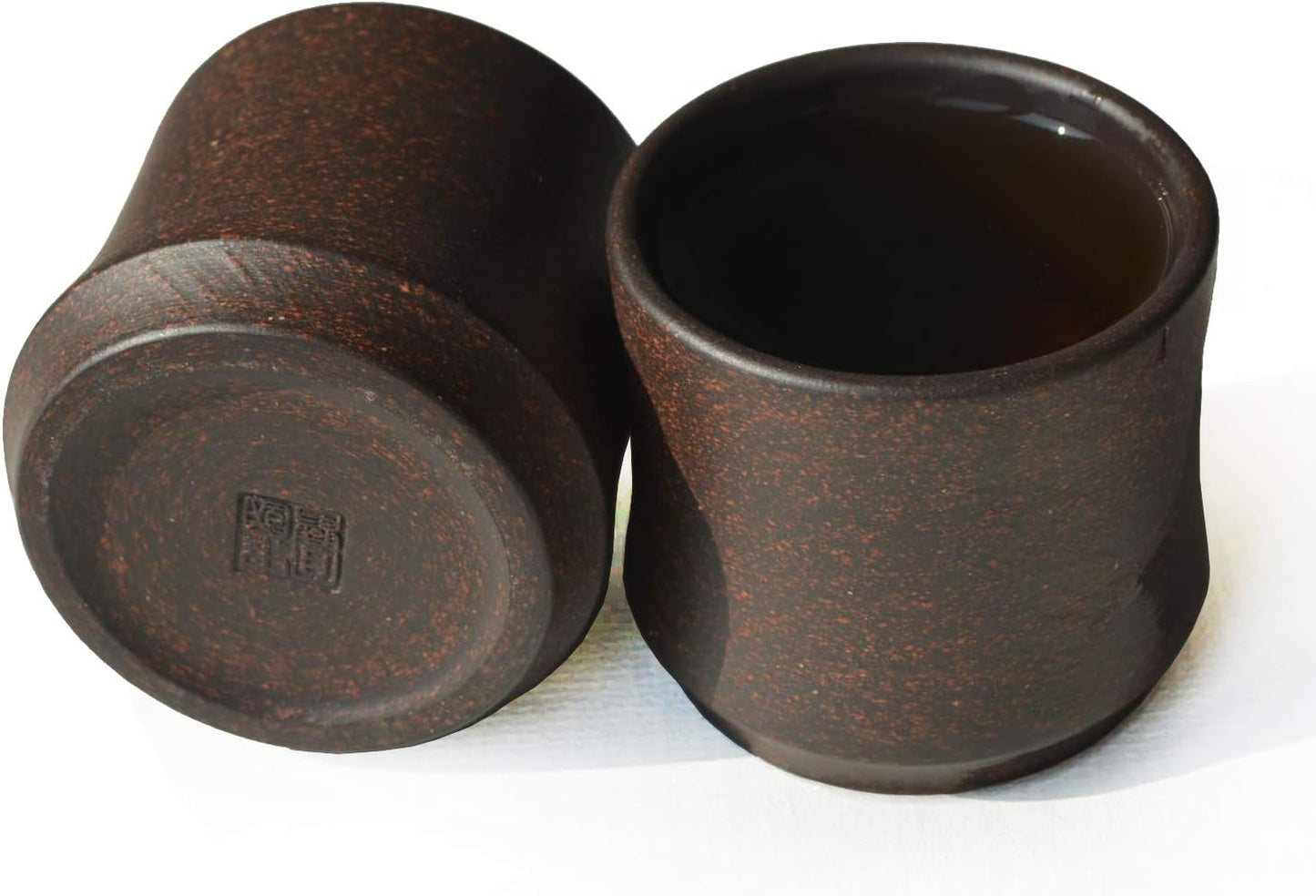 YXHUPOT Teacup 2pcs Chinese Clay Genuine Black Sand Heijingan Zisha GongfuTea Cups (Bamboo tube)