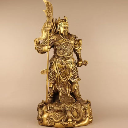 Pure Copper Chinese Feng Shui Guan Gong Statue God of Wealth Home and Office Decoration Wu God of Wealth Guan Yu Statue Best Furnishings Gifts