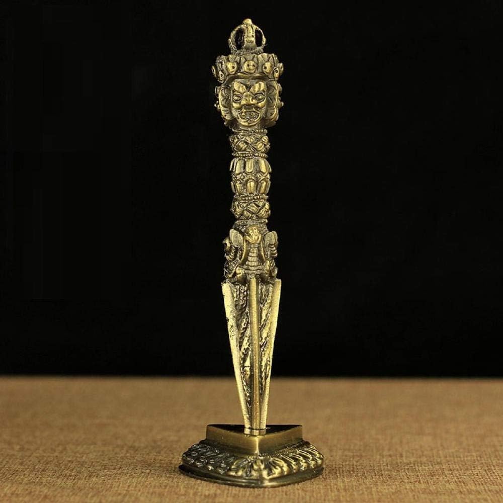 Sculptures Statues for Home Decor Statue Head Sculptures Tibetan Buddha Tantric Vajra Pestle Tantra Vajrakilaya Coppering Buddhist with Base Do The Old About 17Cm