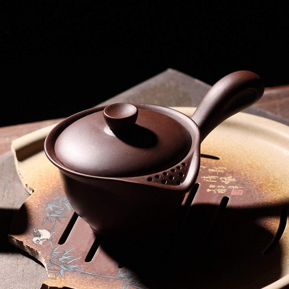 Yixing Zisha Clay Brown Side Handle Gaiwan Shaped Teapot with Filter 150ml