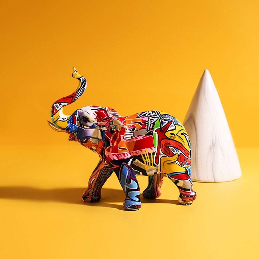 Colorful Art Elephant Statue Sculpture Collectible Figurine Gift Idea Home Desktop Decoration