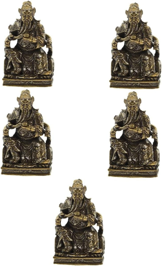 IMIKEYA 5pcs Antique Brass Ornaments Statue for Home Brass Craft Statue Home Supplies Vintage Brass Craft Vintage Crafts Home Decoration Crafts Decor for Home Wen Wan God of Wealth Guan Yu