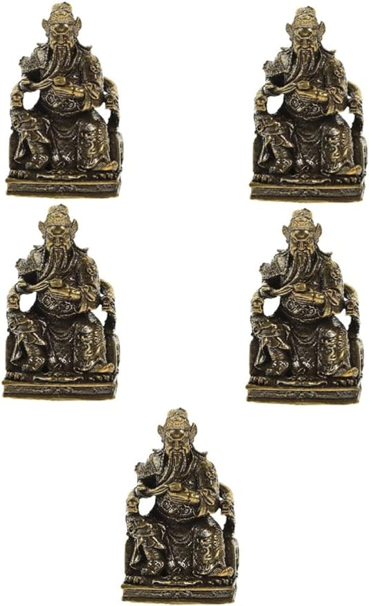 IMIKEYA 5pcs Antique Brass Ornaments Statue for Home Brass Craft Statue Home Supplies Vintage Brass Craft Vintage Crafts Home Decoration Crafts Decor for Home Wen Wan God of Wealth Guan Yu