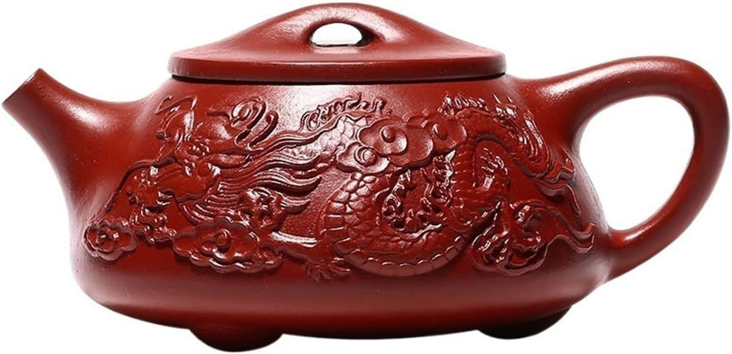Tea Kettle Stovetop Zisha Teapot Hand Carved Double Dragon Pattern Zisha Pot Tea Set Home Office Tea Room Tea Lovers Kettle (Purple)