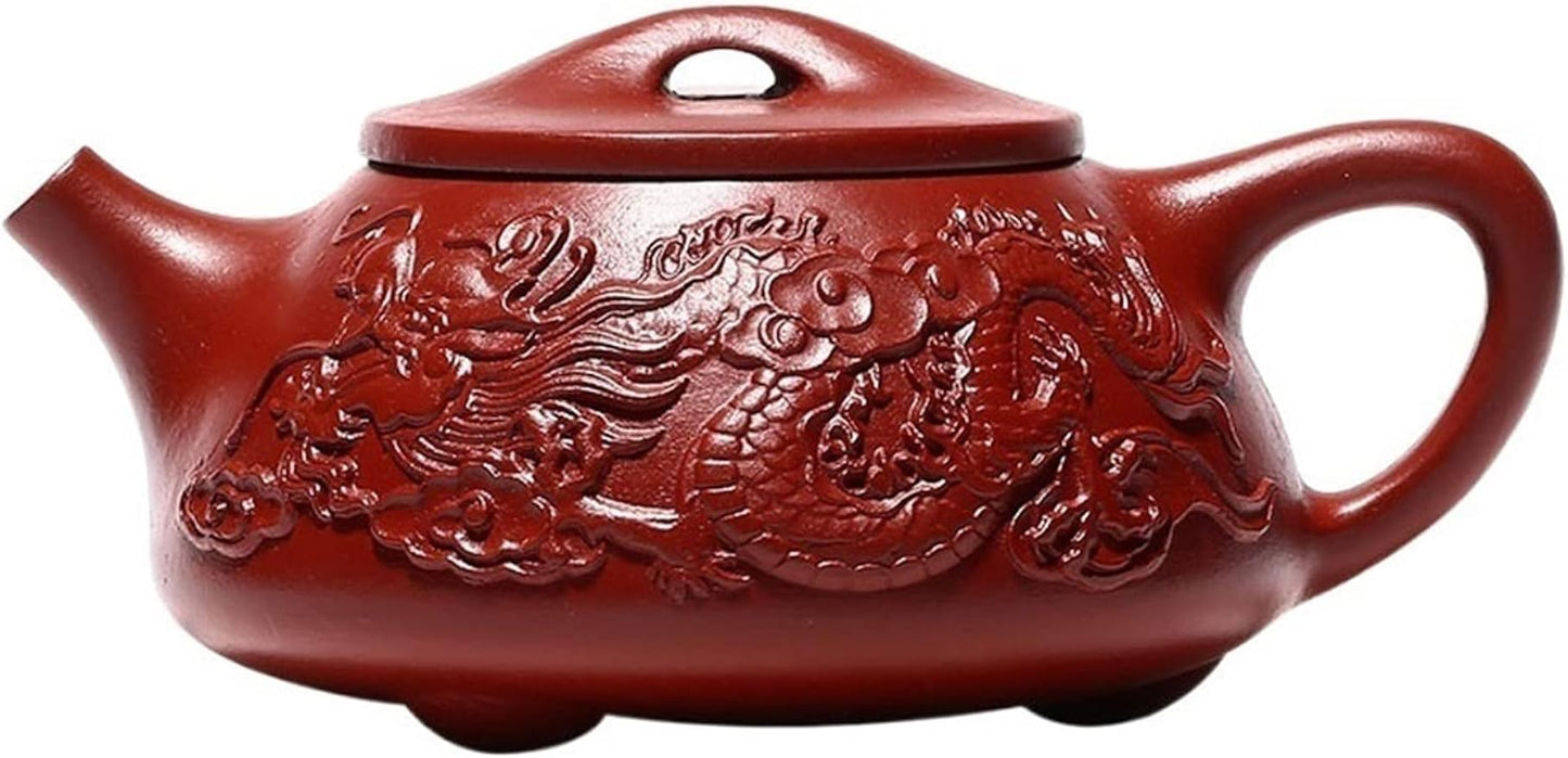 Tea Kettle Stovetop Zisha Teapot Hand Carved Double Dragon Pattern Zisha Pot Tea Set Home Office Tea Room Tea Lovers Kettle (Purple)