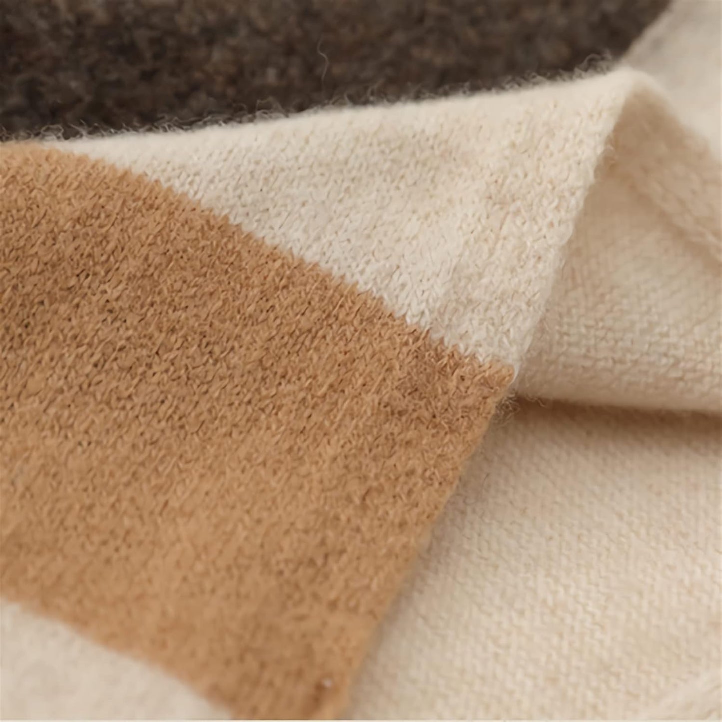 RAN Winter Warm Scarfs Weave Luxury Plaid Scarf Wool Scarf with Tassel, Women Warm Knitted Scarf for Fall and Winter, 14.2" X 72.8" Long (Color : Brown, Size : 14.2" X 72.8")