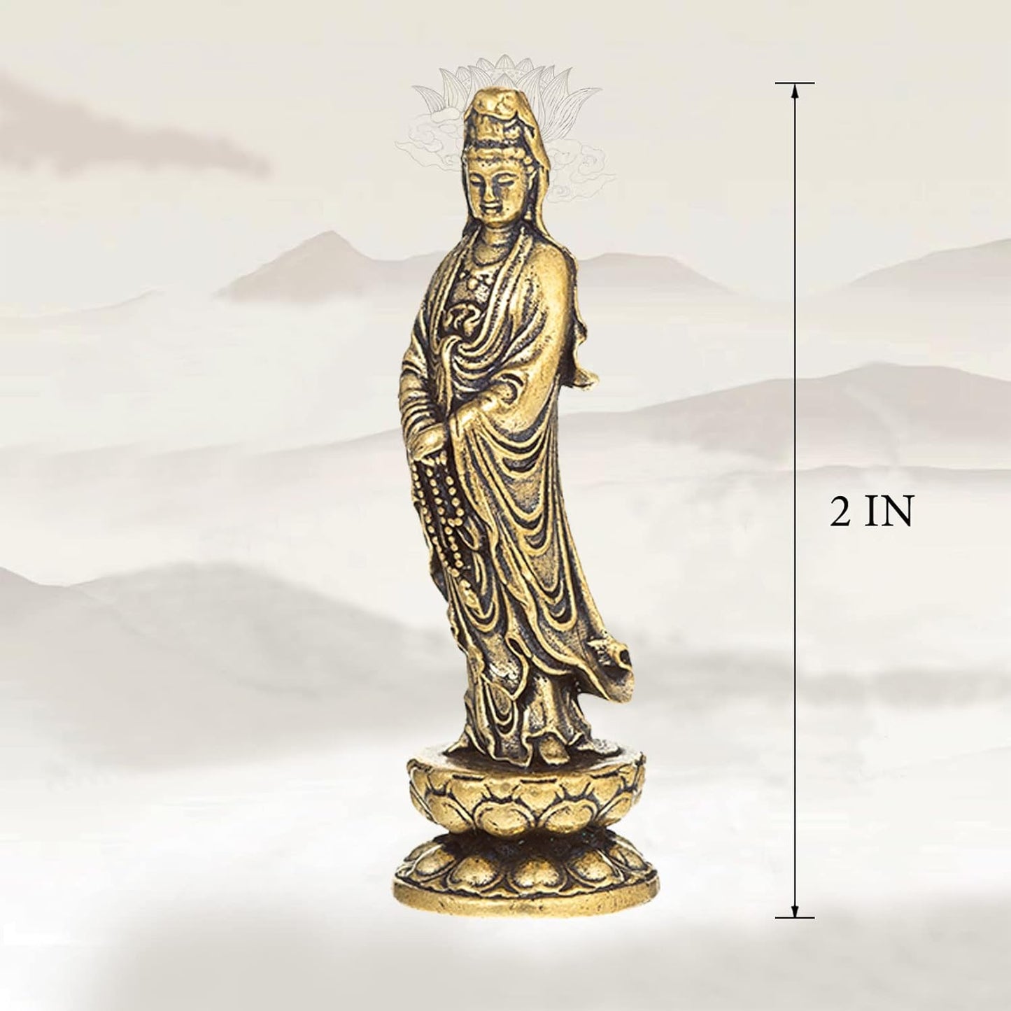 Little Copper Guan Yin Statue - Handmade for Meditating Zen Decor, Small Quan Yin Figurine, Baby Kwan Yin