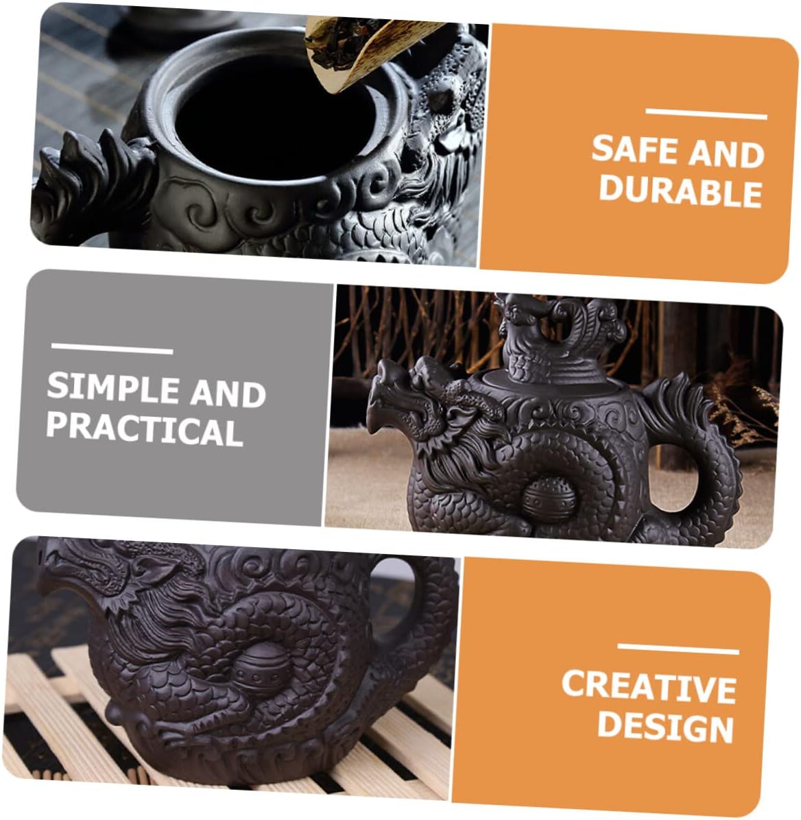 STOBAZA 3pcs Dragon Phoenix Purple Clay Teapot Tea Pets Gongfu Loose Tea Teapots Brass Teapot Ceramic Frog Teapot Zisha Teapot Porcelain Kettle Purple Clay Tea Pot Delicate Japan Office