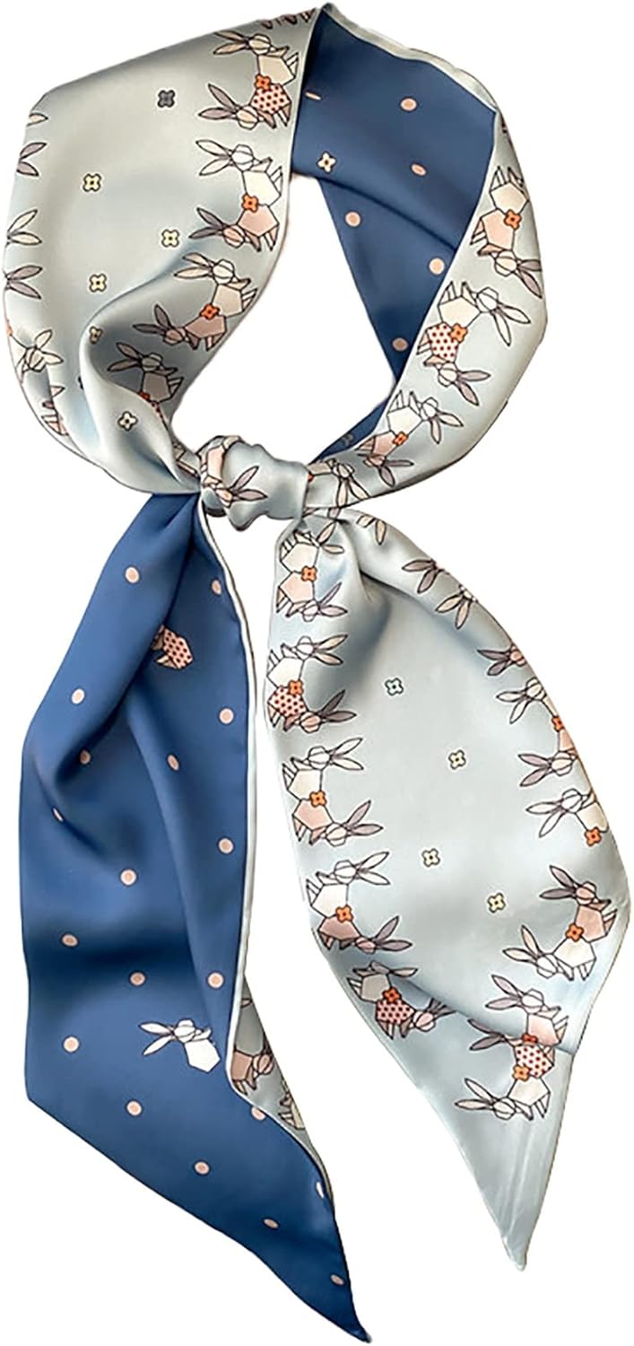 RAN Winter Warm Scarfs Summer Long Silk Scarf, Women's Multifunctional Polyester Hairband, Animal Print Small Neck Scarf, 59.1" x 5.9"