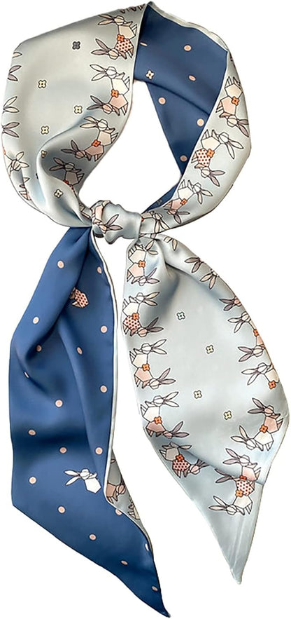 RAN Winter Warm Scarfs Summer Long Silk Scarf, Women's Multifunctional Polyester Hairband, Animal Print Small Neck Scarf, 59.1" x 5.9"
