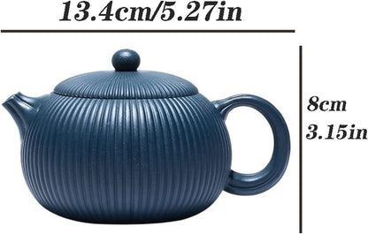 Tea Kettle 250ML Small Zisha Teapot Handmade Striped Xishi Teapot with Filter Loose Leaf Teapot Gift Tea Set Loose Leaf Tea Maker