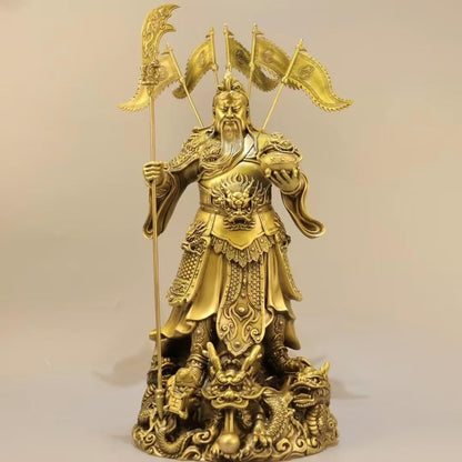 Pure Copper Chinese Feng Shui Guan Gong Statue God of Wealth Home and Office Decoration Wu God of Wealth Guan Yu Statue Best Furnishings Gifts