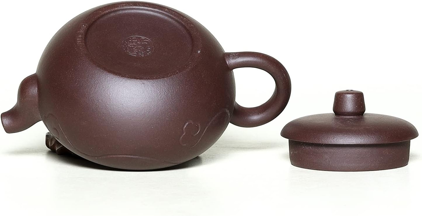 SILINE Zisha Tea Pot 7.4 Oz,Chinese Genuine Yixing Clay HandmadeTeapot with Filter,Infuser Kung Fu Loose Leaf Tea Maker Set (Xiangyun,Purple Clay)