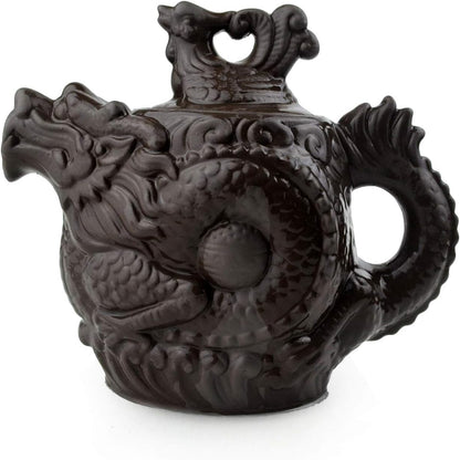 Teapot Chinese Dragon Phoenix Auspicious Happy Zisha Gongfu Tea Pots Red for Loose Tea (18oz Red)