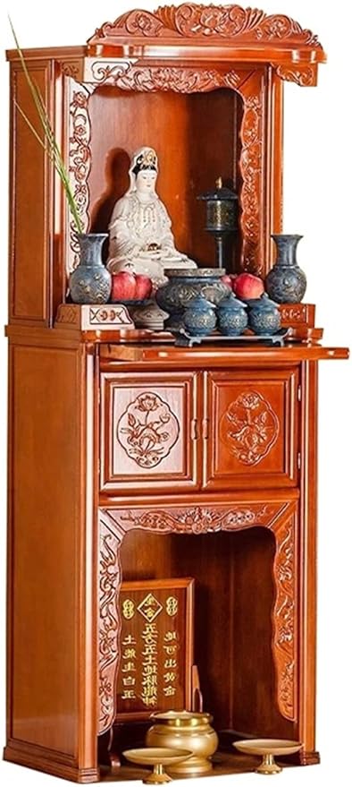 Buddha Altar Shelf God Of Wealth Cabinet Solid Wood Platform Cabinet Household Guan Gong Ancestor Guanyin Buddha Platform Offering Table Buddha Niche God Tower Shrine Buddha Cabinet Statue Stand/Buddh
