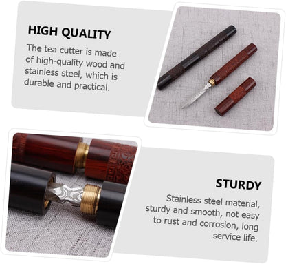 DECHOUS 2 Pcs Tea Needle Chinese Tea Ceremony Accessories Puerh Wood Ice Pick for Kitchen Ice Pick with Cover Tea Tools Tea Tool Metal Stainless Steel Tea Cake