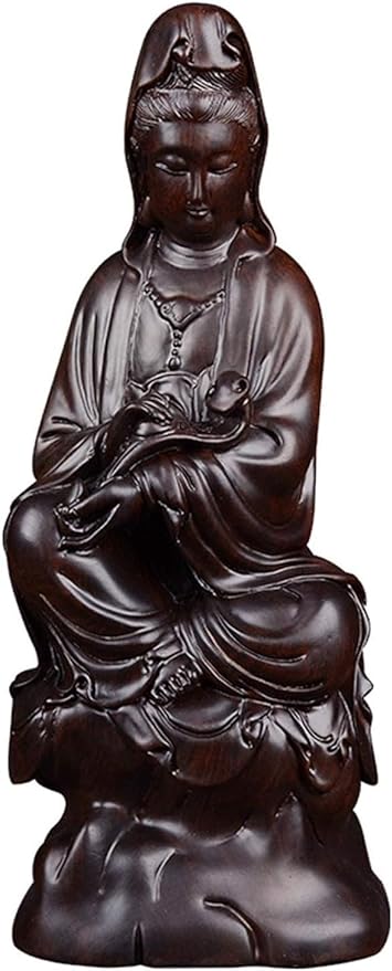 PBANDN Zen Art Buddha Statue Garden Patio Sculpture, Home Decor Figurine Ornament Buddha Statue - Ebony Wood Carving Guanyin Feng Shui Decoration