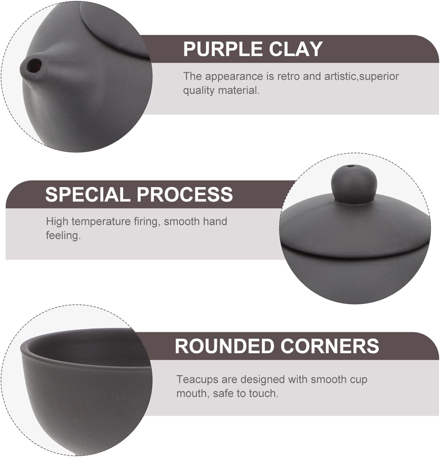 Cabilock 1 Set Purple Clay Teapot Tea Kettle Purple Clay Chinese Zisha Tea Pot Tea Kettle Cups Porcelain Tea Cup Zisha Tea Cup Black Tea Kettle Household Teapot Yokkaichi Travel Pearlescent