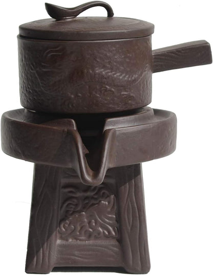 Chinese Gongfu Tea Set Service Automatic Stone-Mill Pot Cups Gift for Tea Ceremony Party Home Office Decor