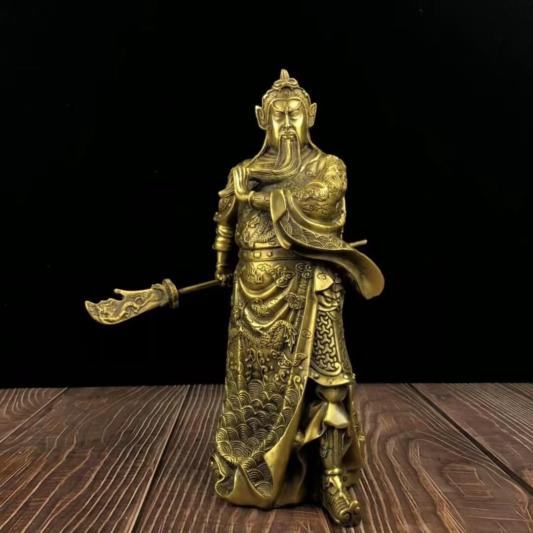 Pure Copper Chinese Feng Shui Guan Gong Statue God of Wealth Home and Office Decoration Wu God of Wealth Guan Yu Statue Best Furnishings Gifts