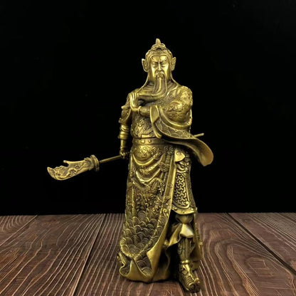 Pure Copper Chinese Feng Shui Guan Gong Statue God of Wealth Home and Office Decoration Wu God of Wealth Guan Yu Statue Best Furnishings Gifts