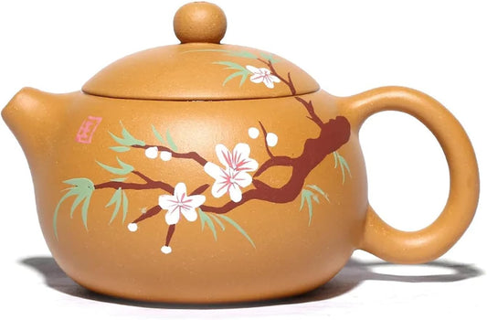 1pcs Handmade Plum Blossom Zisha Teapot Kungfu Teaware For Black Tea Green Tea Coffee Capacity 280ml