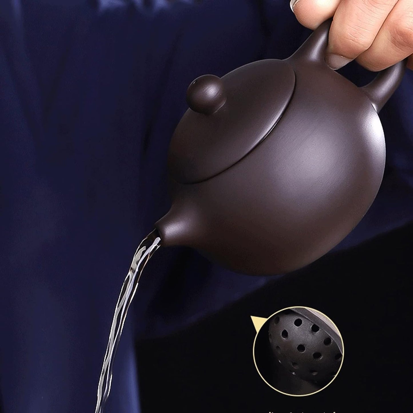 MIKMAX Teapot Teapot 6.3oz/180ml,Genuine Black Clay Zisha Classics Pot Infusers Tea,suitable for Bulk Tea，scented Tea