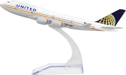 United Airlines B747 24-Hour Plane Model - Alloy Metal Aircraft - 1:400 Scale - Birthday &