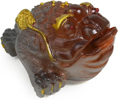 Toad Changing Color Resin Decoration KungFu Tea Tray Prosperity Good Luck (Red)