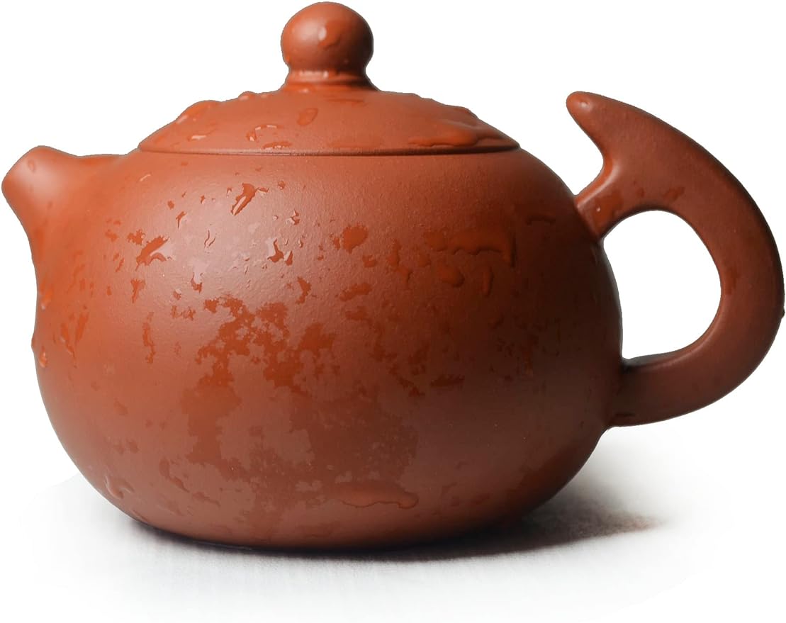 Yxhupot Teapot 8oz Chinese Yi Xing Clay Xishi Pots Red Zisha Genuine Classic for Loose Gongfu Tea (Red clay)