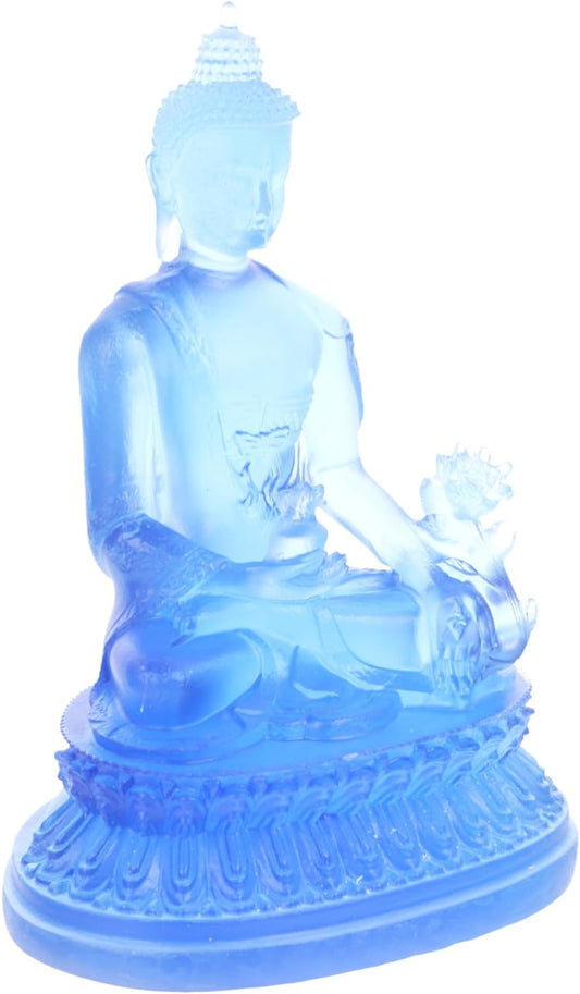 Garneck Blue Buddha feng Shui Buddha Statue feng Shui Keychain Buda Statues Buddha Sculpture Buddha Figurine Religious sakyamuni Buddha Ornaments kalona Resin Crystal Office Guan Yu