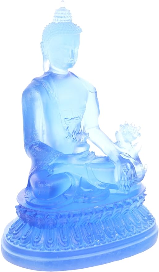 Garneck Blue Buddha feng Shui Buddha Statue feng Shui Keychain Buda Statues Buddha Sculpture Buddha Figurine Religious sakyamuni Buddha Ornaments kalona Resin Crystal Office Guan Yu
