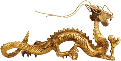 FUNSXBUG Chinese Feng Shui Dragon Brass Statue Sculpture Home Office Decoration Tabletop Decor Ornaments for Wealth and Success Good Lucky Gifts