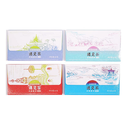 TeaMentor Classic Recipe “MeetTea” Series Puer tea Tea Pu'er Tea, Aged Fermented Puerh Tea Brick, include Raw Tea and Ripe tea for Daily Drink and Gift (Pack 4)-240g/8.47oz