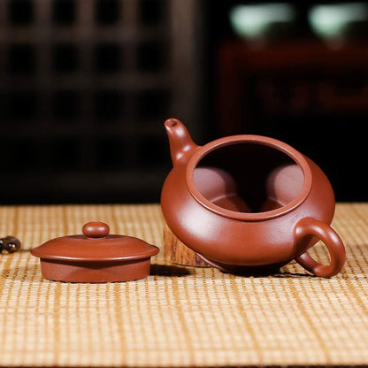 SILINE Zisha Tea Pot Set,Master Handmade Genuine Yixing Clay Teapot 5 Oz with 2 Cups (Xubian,Zhuni Clay)