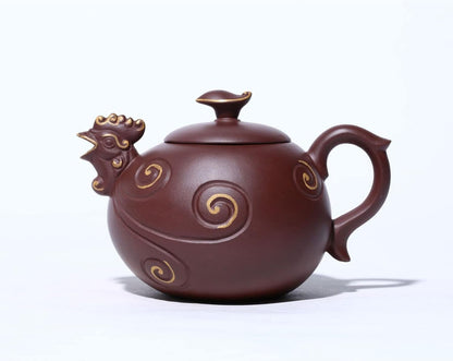 LingXuanGe Kung-fu Teaware Zisha Teapot Handmade Pot Purple Clay Drinkware for Puer Green Black Chinese Tea Purple Clay Golden Roost