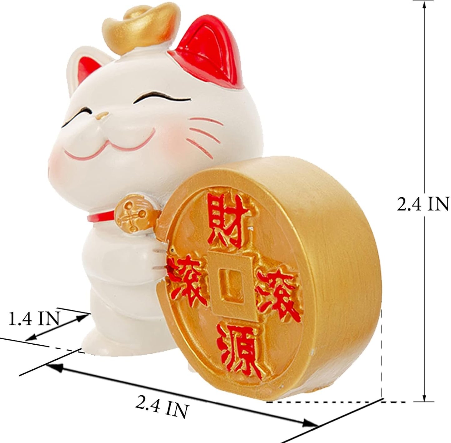 Maneki Neko Statue - Tiny Money Lucky Cat, Caishen Cat, Cute Wealth Cat Figurine