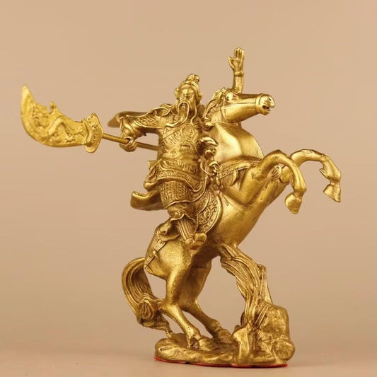 burid Pure Copper Chinese Feng Shui Guan Gong Statue God of Wealth Home and Office Decoration Wu God of Wealth Guan Yu Statue Best Furnishings Gifts