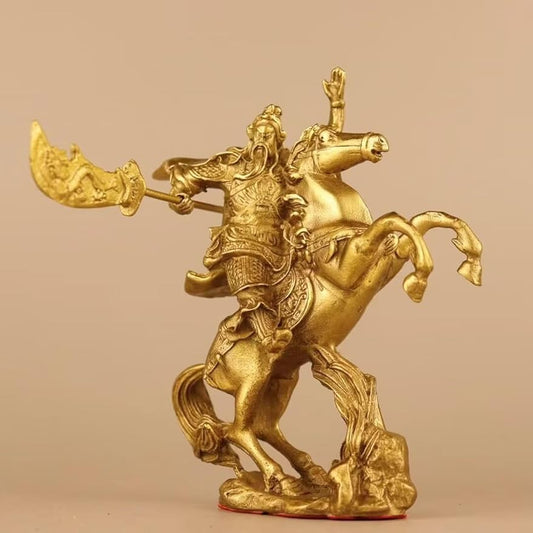 burid Pure Copper Chinese Feng Shui Guan Gong Statue God of Wealth Home and Office Decoration Wu God of Wealth Guan Yu Statue Best Furnishings Gifts