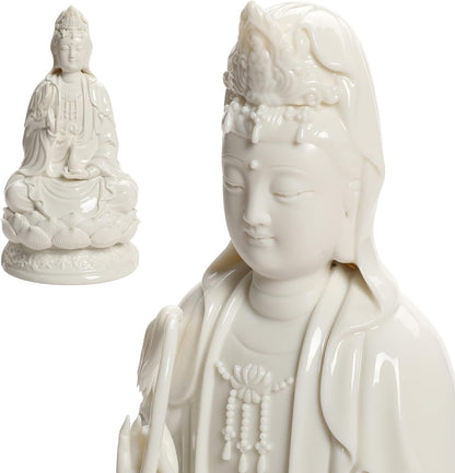 Top Ceramic Guan Yin Statue - Handmade Quan Yin Statues, Kwan Yin Statues, Quan Am Statue, Kuan Yin Statue,Guanyin Statue for Meditation Altar, Female Buddha Statue-Goddess of Mercy and Compassion