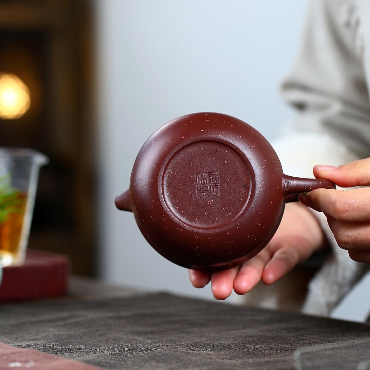 SILINE Precious Yixing Clay Small Teapot 8.8 Oz /260ml,Chinese Official Master Handmade Zisha Tea Poy,Infuse Brew Kung Fu Tea Maker (HanYun,Zhuni Red Clay)