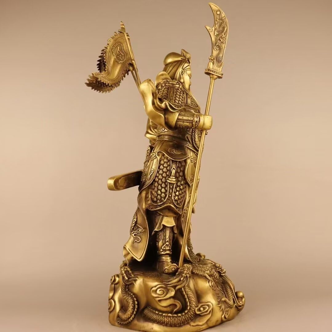 Pure Copper Chinese Feng Shui Guan Gong Statue God of Wealth Home and Office Decoration Wu God of Wealth Guan Yu Statue Best Furnishings Gifts