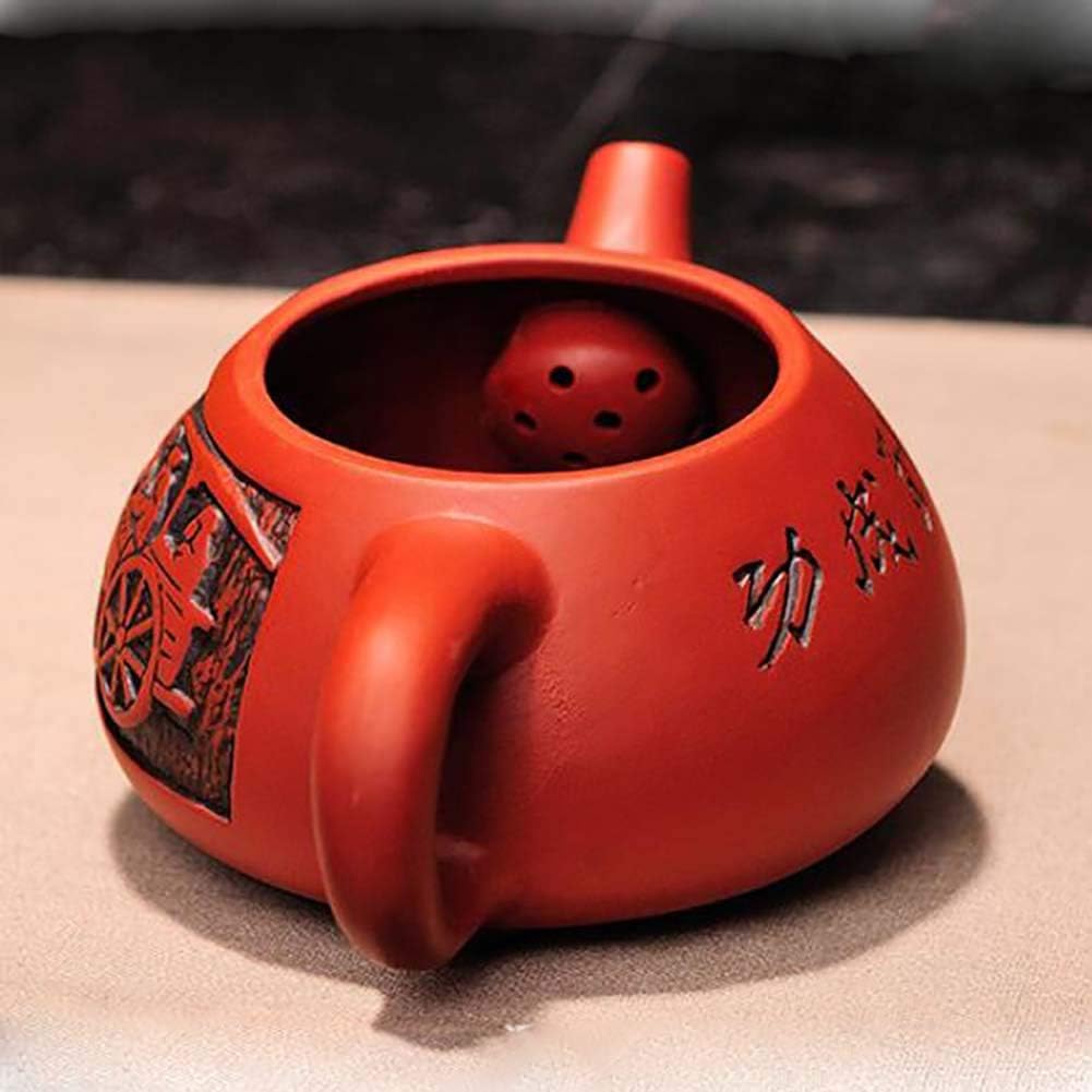 qwert Zisha Teapot, Yixing Teapot Original Purple Clay Clay Retro Manual Capacity 330ml Study Office Tea Server Kungfu Tea Set-red