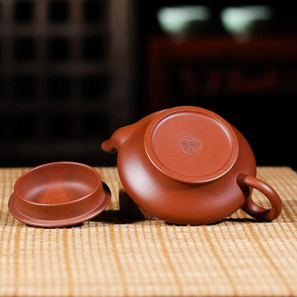 SILINE Zisha Tea Pot Set,Master Handmade Genuine Yixing Clay Teapot 5 Oz with 2 Cups (Xubian,Zhuni Clay)