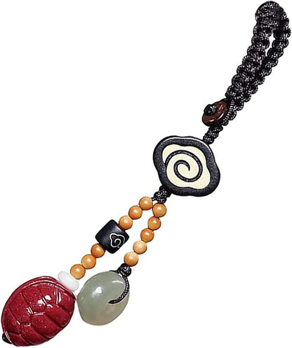 RAN Creative Jade Keychain Backpack Handbag Cinnabar Turtle Hanging Pendant Car Key Holder for Men and Women (Color : Black, Size : 3.9 x 0.5 x 1.2 in)